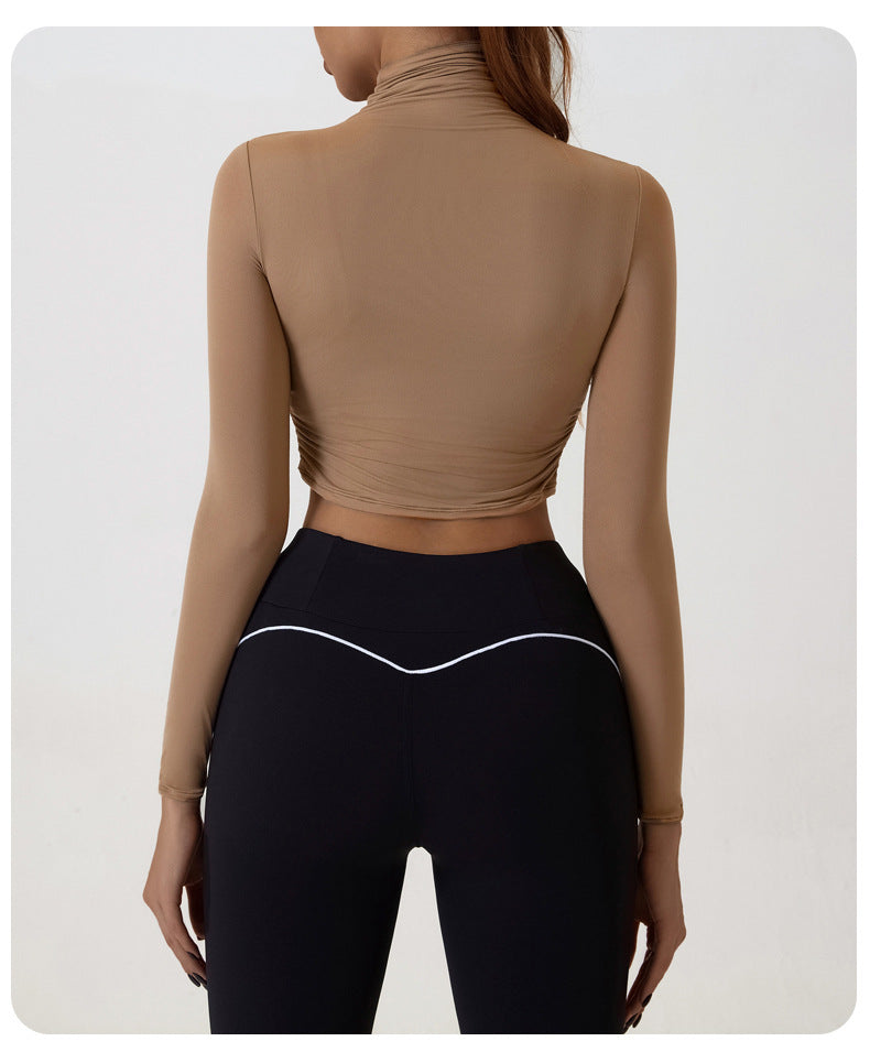SIDRA - Long Sleeve Ruched Turtleneck Crop Top