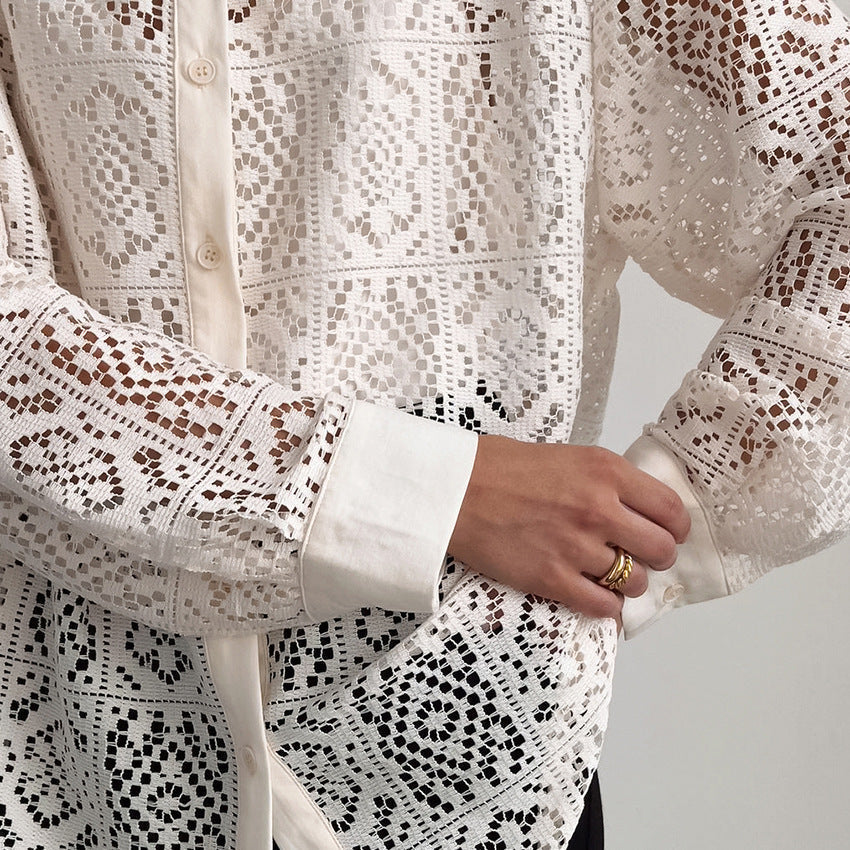 ARACELI - Lace Cut Out Shirt