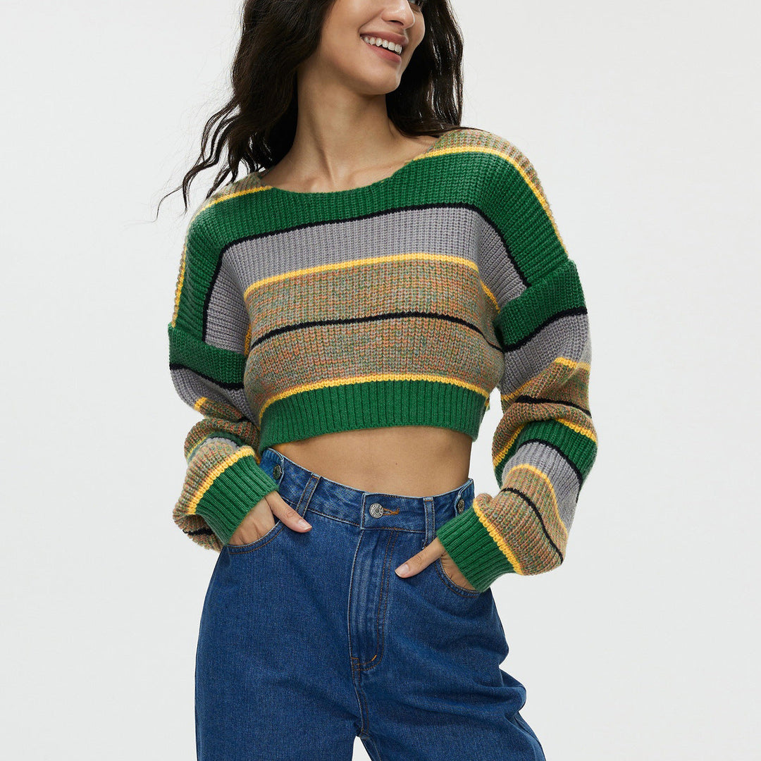 TALISCA - Women's Striped Cropped Knit Sweater