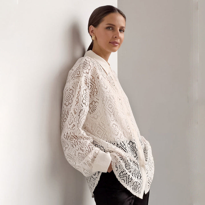 ARACELI - Lace Cut Out Shirt