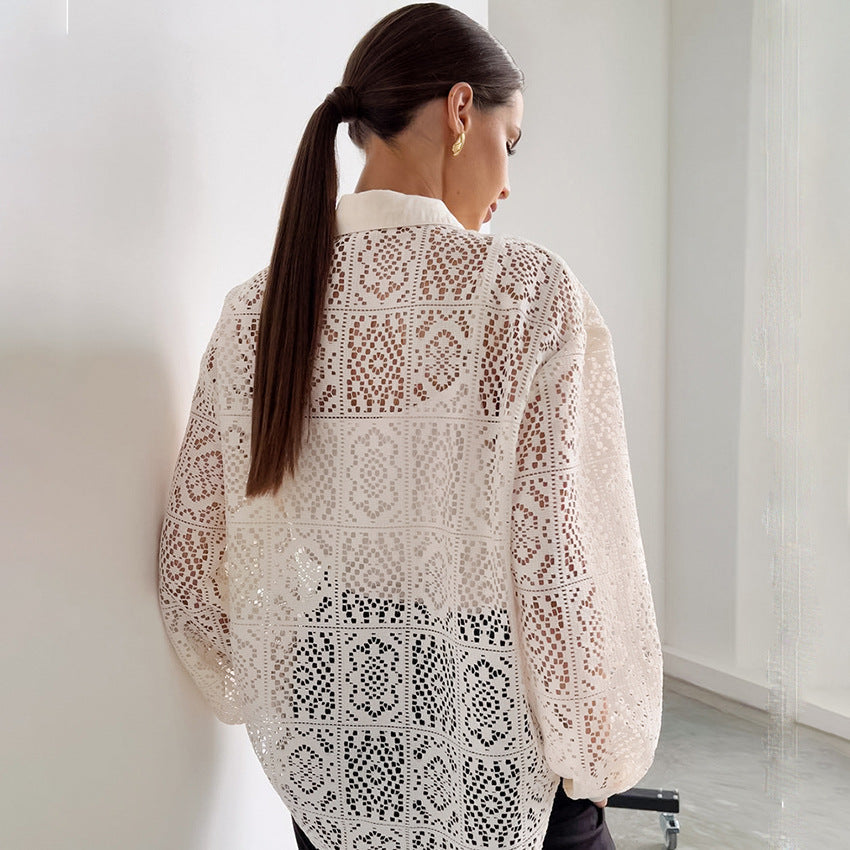 ARACELI - Lace Cut Out Shirt
