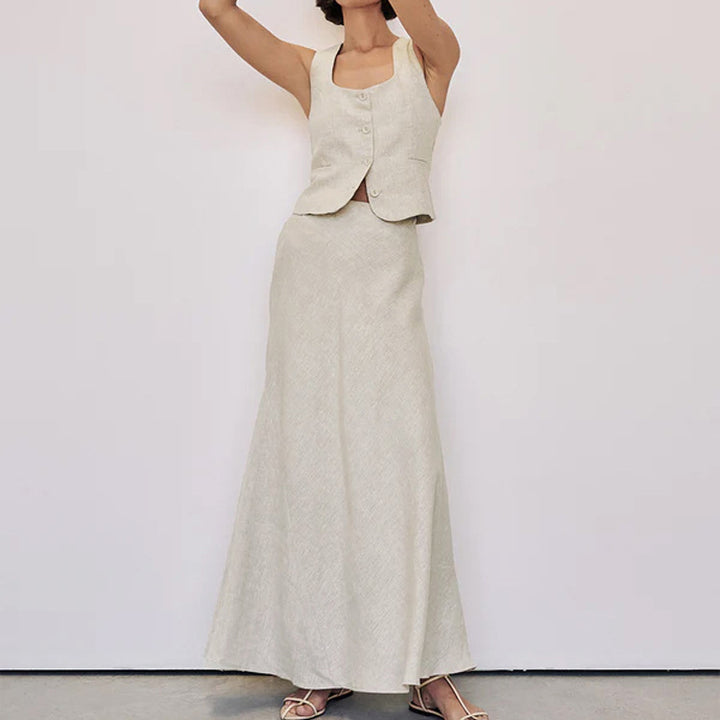 LIANA - Sleeveless Vest and Maxi Skirt Set