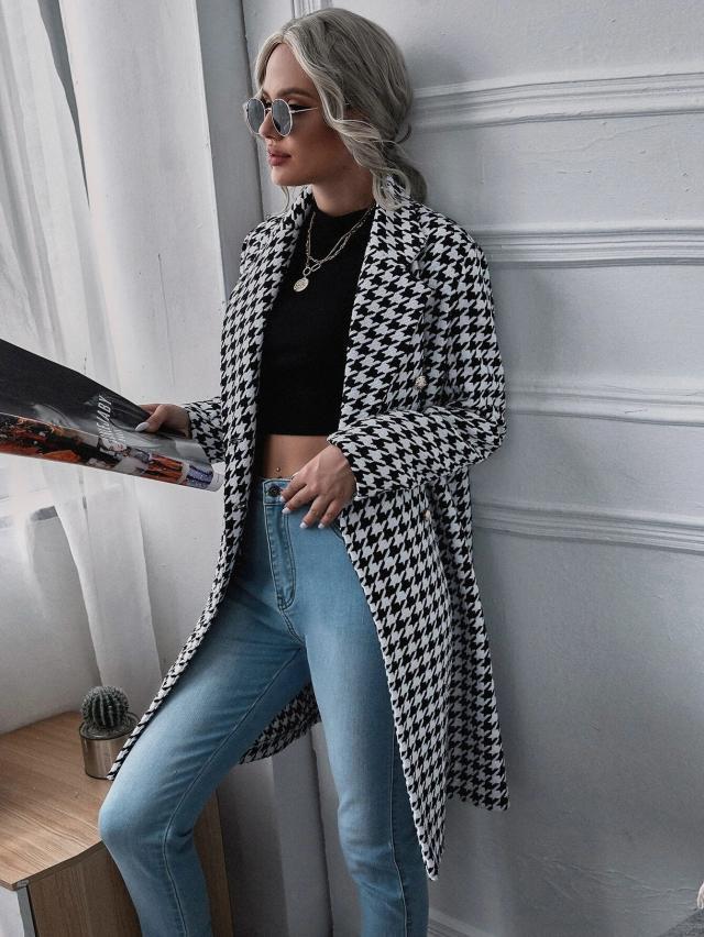 GION - Houndstooth Long Coat
