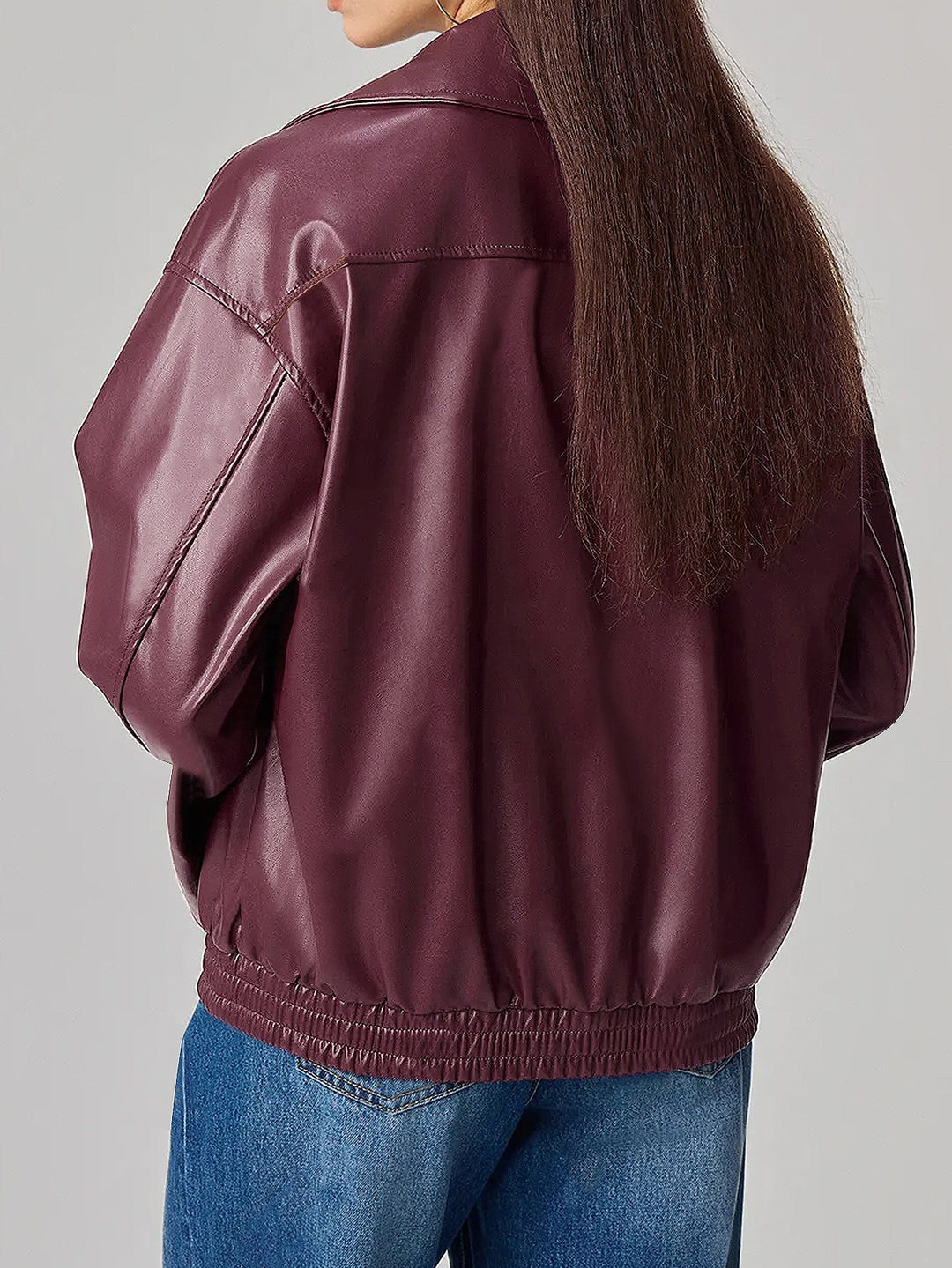 HINA - Women's Vegan Leather Oversized Biker Jacket