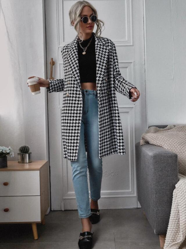 GION - Houndstooth Long Coat
