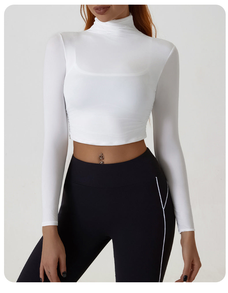SIDRA - Long Sleeve Ruched Turtleneck Crop Top