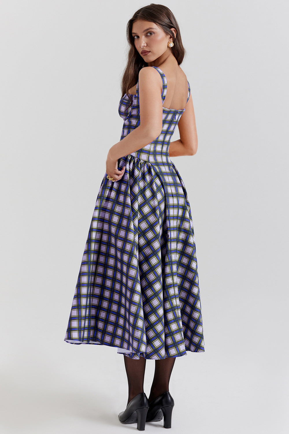 MEDELLIN - Elegant Plaid Midi Dress