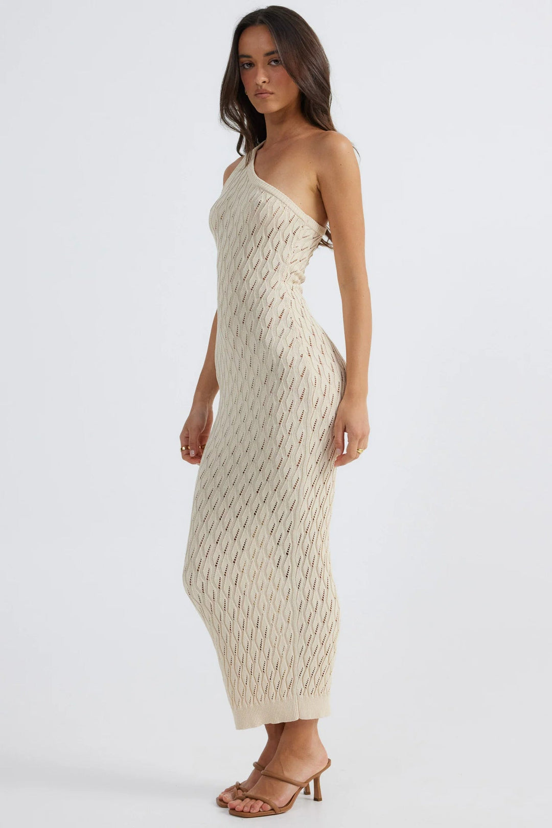 SIHAM - One-Shoulder Knit Midi Dress