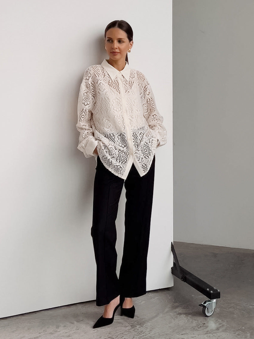ARACELI - Lace Cut Out Shirt