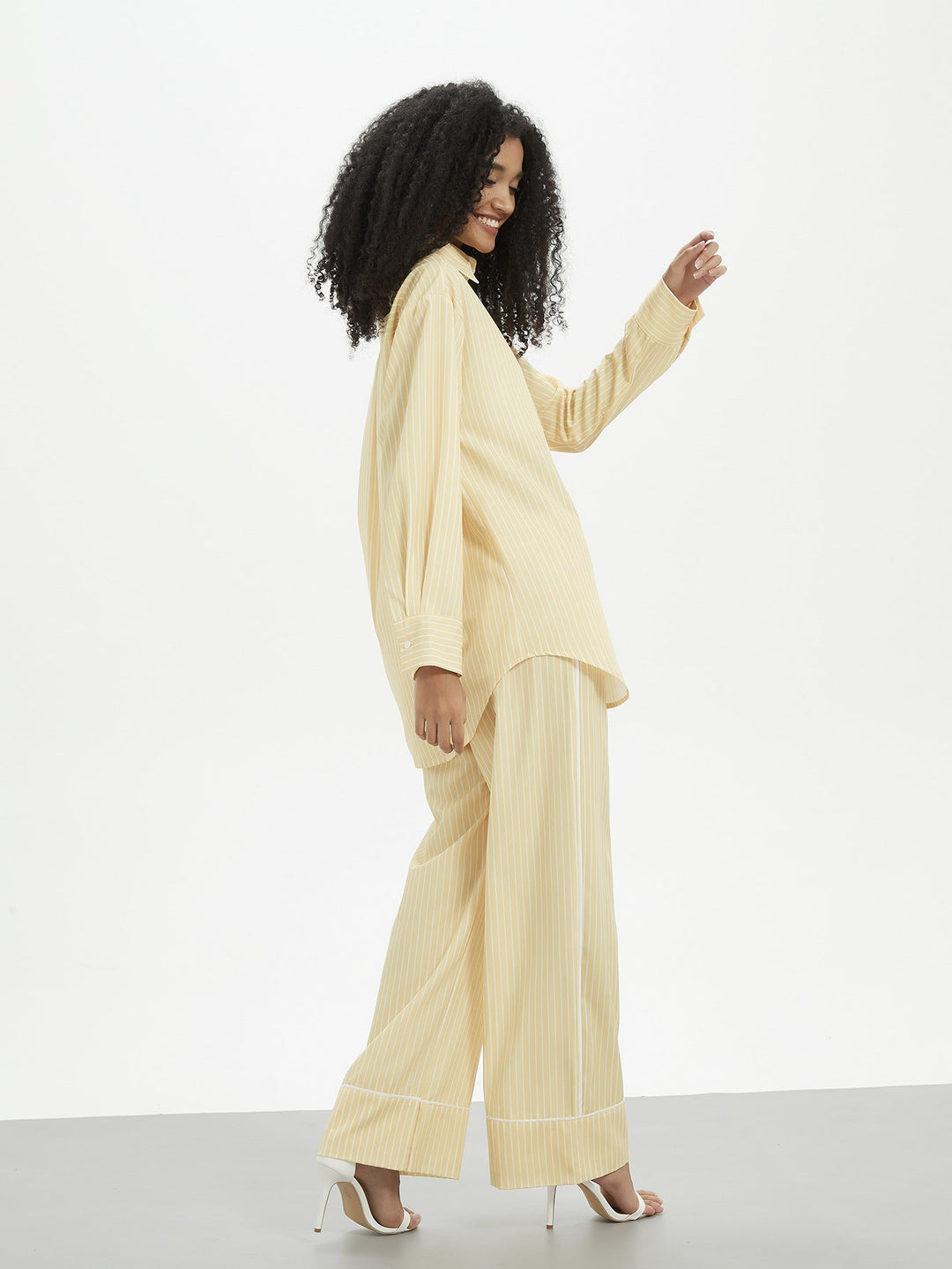FIORELLA - Striped Oversized Shirt & Wide-Leg Pants Set