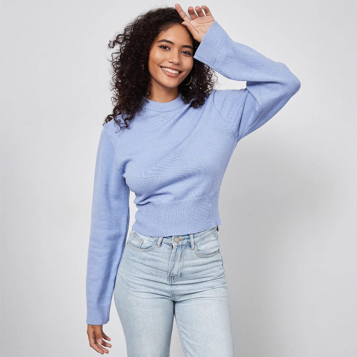 YASZ - Women's Cropped Ribbed Knit Sweater
