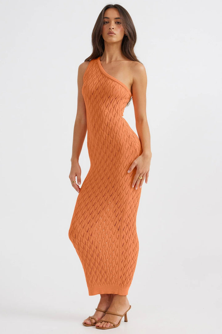 SIHAM - One-Shoulder Knit Midi Dress
