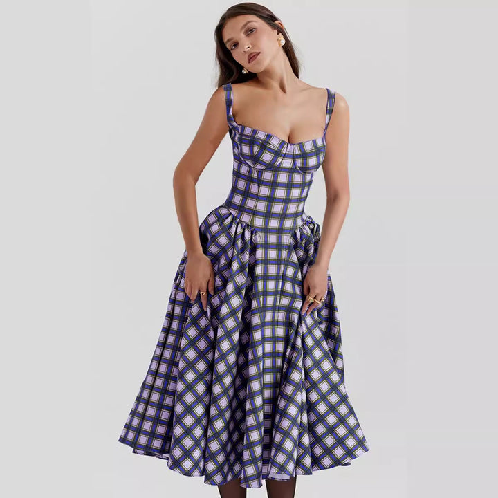 MEDELLIN - Elegant Plaid Midi Dress