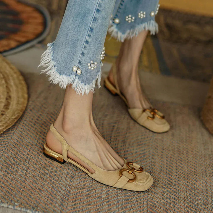 ANN - Elegant Slingback Flats with Buckle Detail