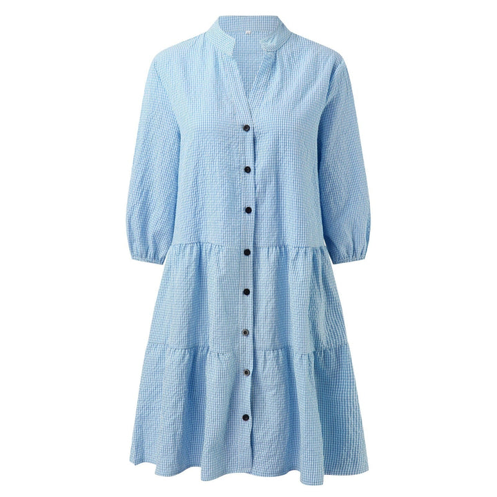 JUUL - Checked Shirt Dress With Mao Collar