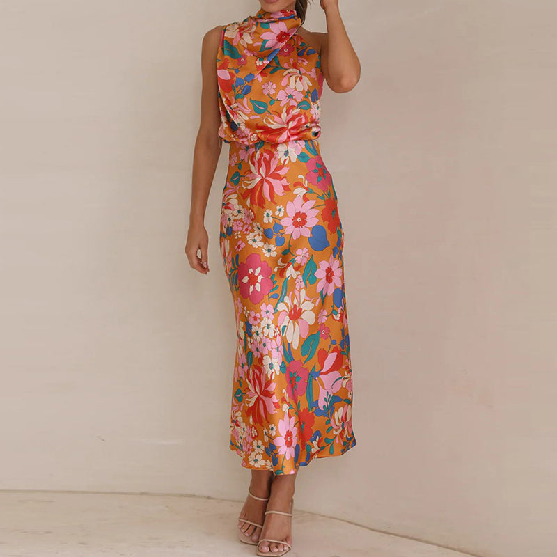 MARCIELLE - Floral Satin Dress