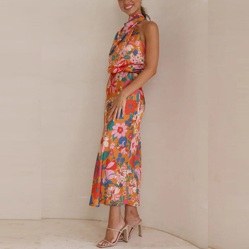 MARCIELLE - Floral Satin Dress