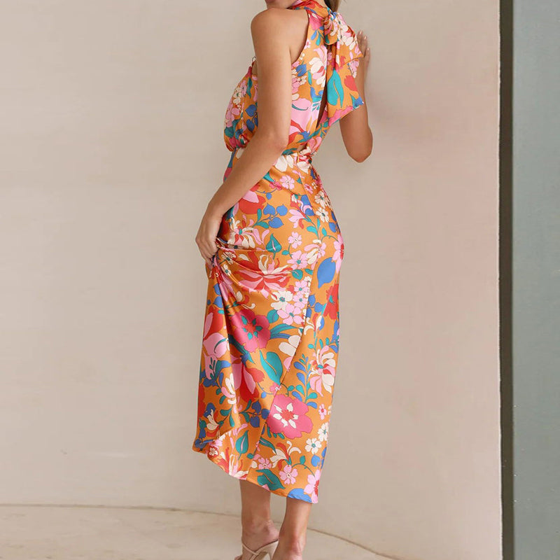 MARCIELLE - Floral Satin Dress