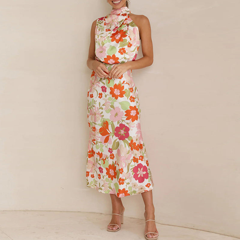 MARCIELLE - Floral Satin Dress