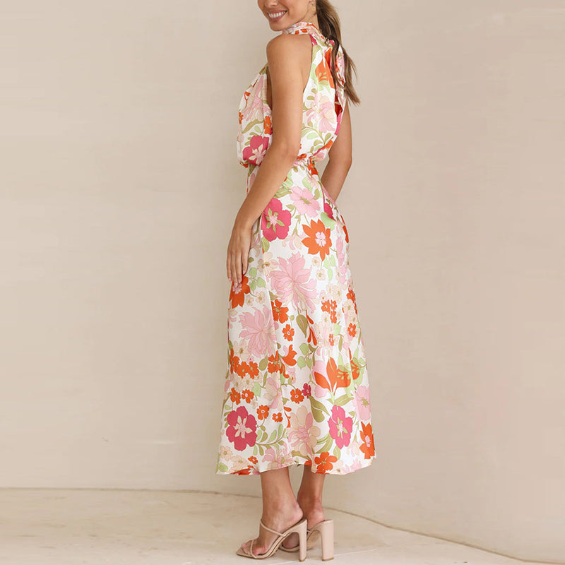 MARCIELLE - Floral Satin Dress