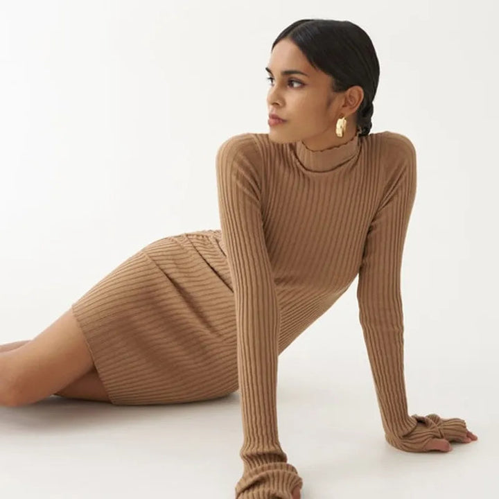 KIMIA - Ribbed Turtleneck Dress
