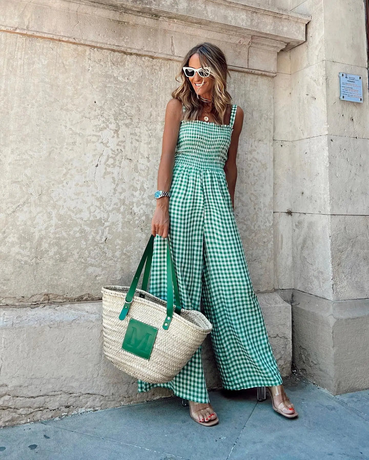 SELINE - Gingham Wide-Leg Jumpsuit