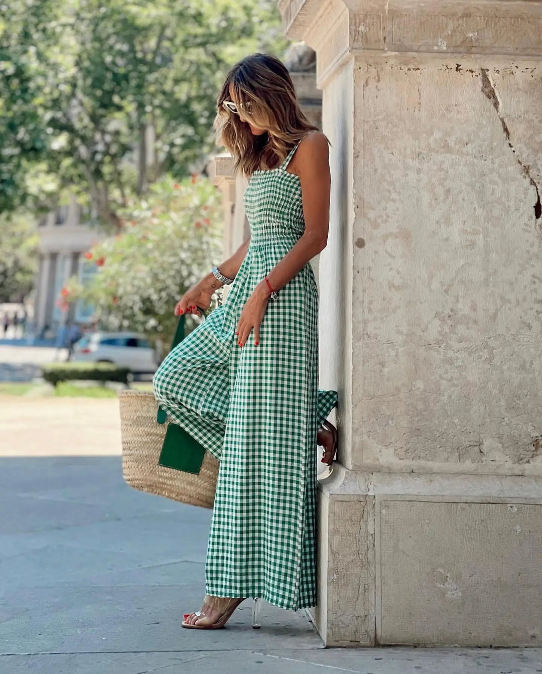 SELINE - Gingham Wide-Leg Jumpsuit