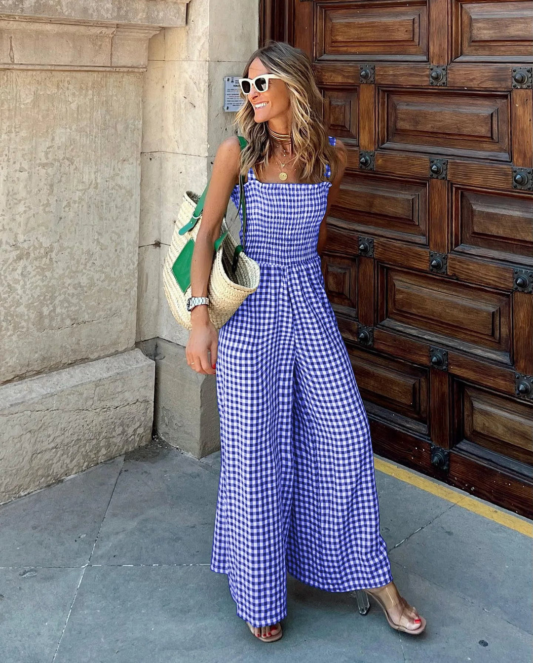 SELINE - Gingham Wide-Leg Jumpsuit