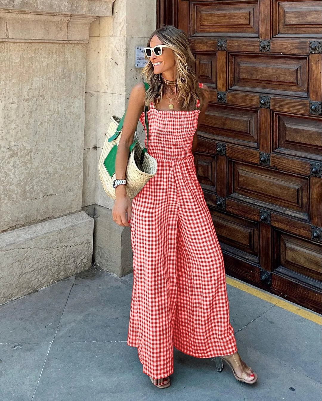 SELINE - Gingham Wide-Leg Jumpsuit