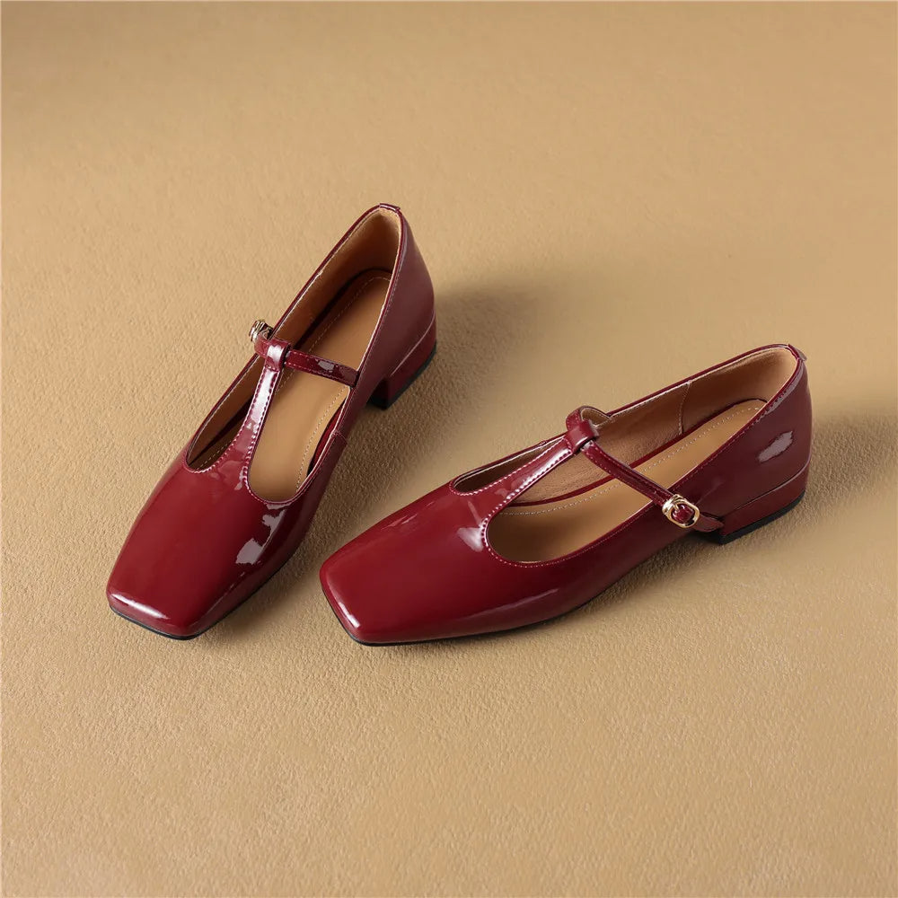 HANA - Leather T-Strap Mary Jane Flats