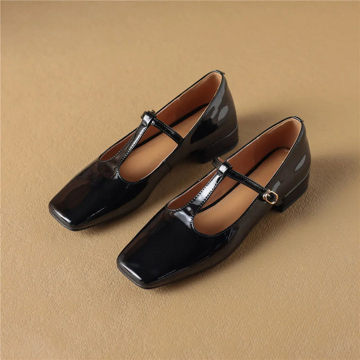 HANA - Leather T-Strap Mary Jane Flats