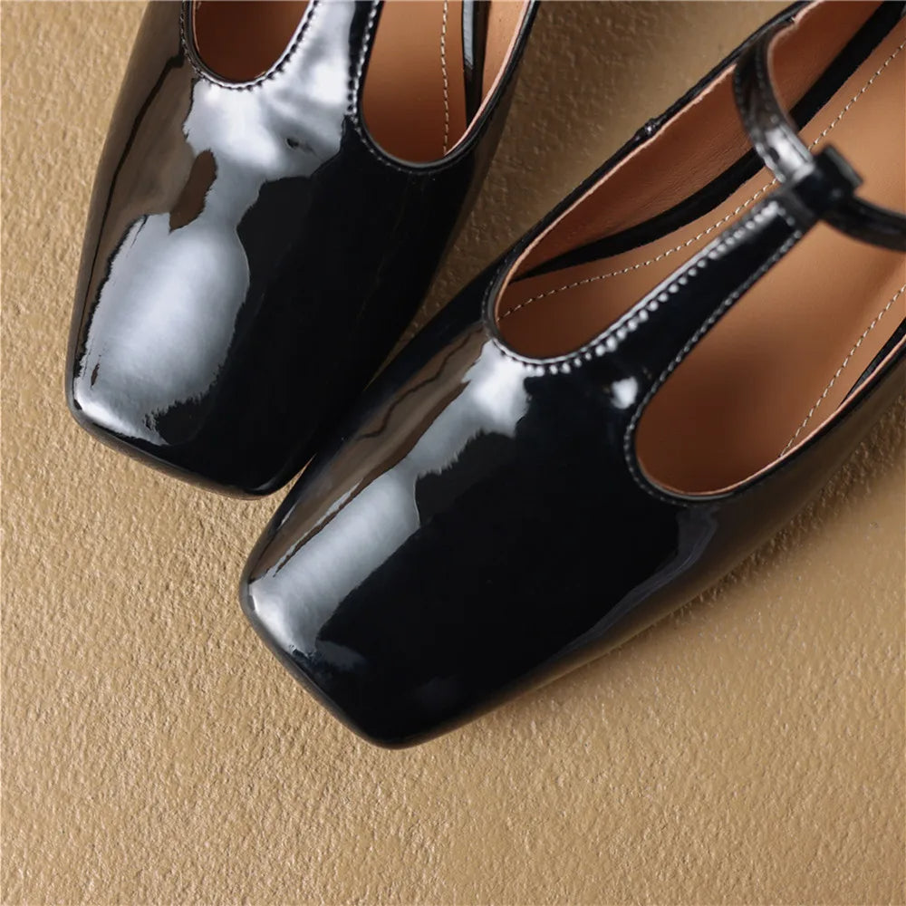 HANA - Leather T-Strap Mary Jane Flats
