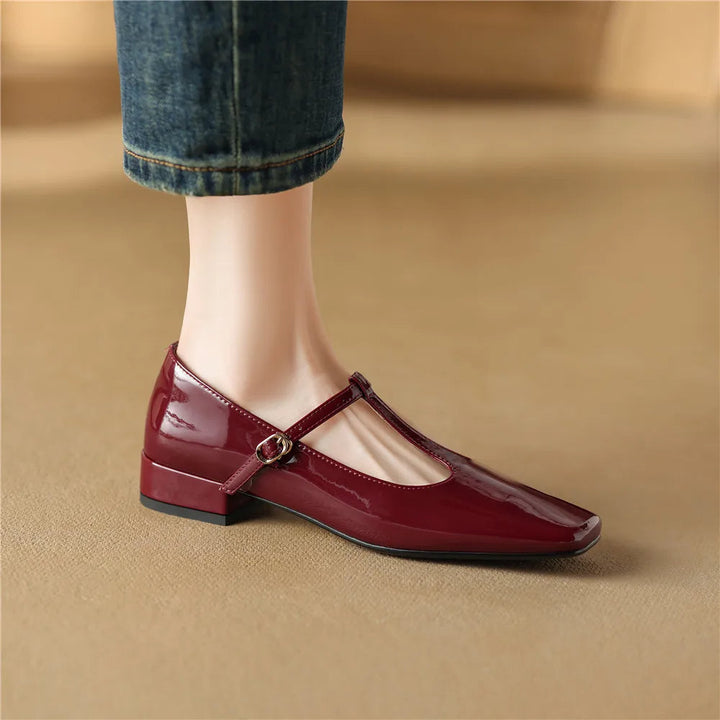 HANA - Leather T-Strap Mary Jane Flats