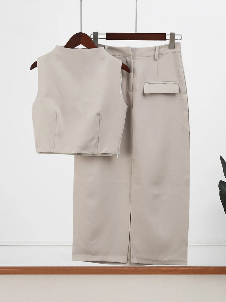 FINS - Two-Piece Midi Dress Set with Pocket Detail