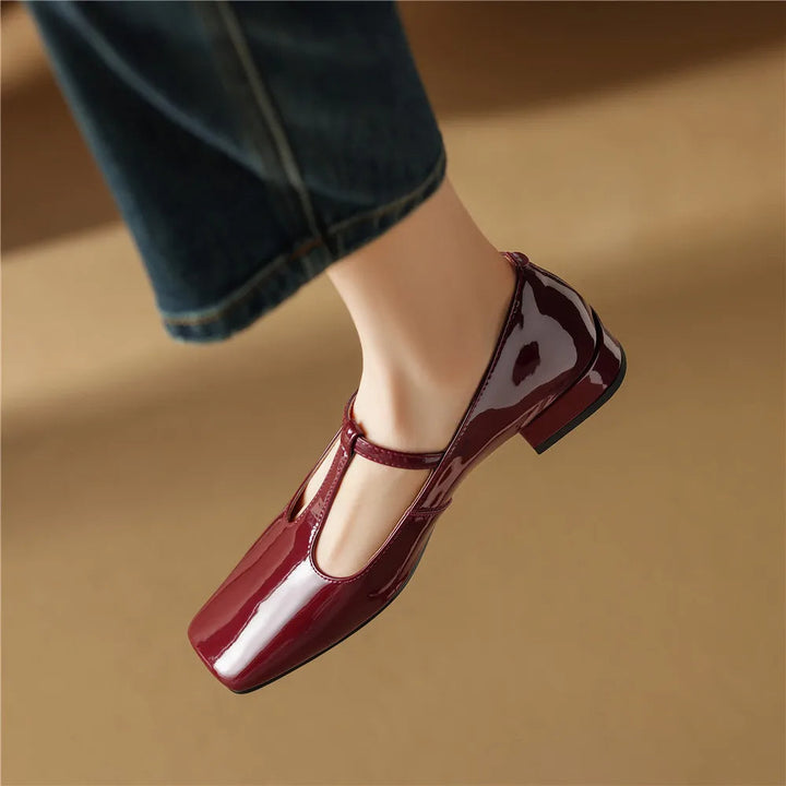 HANA - Leather T-Strap Mary Jane Flats