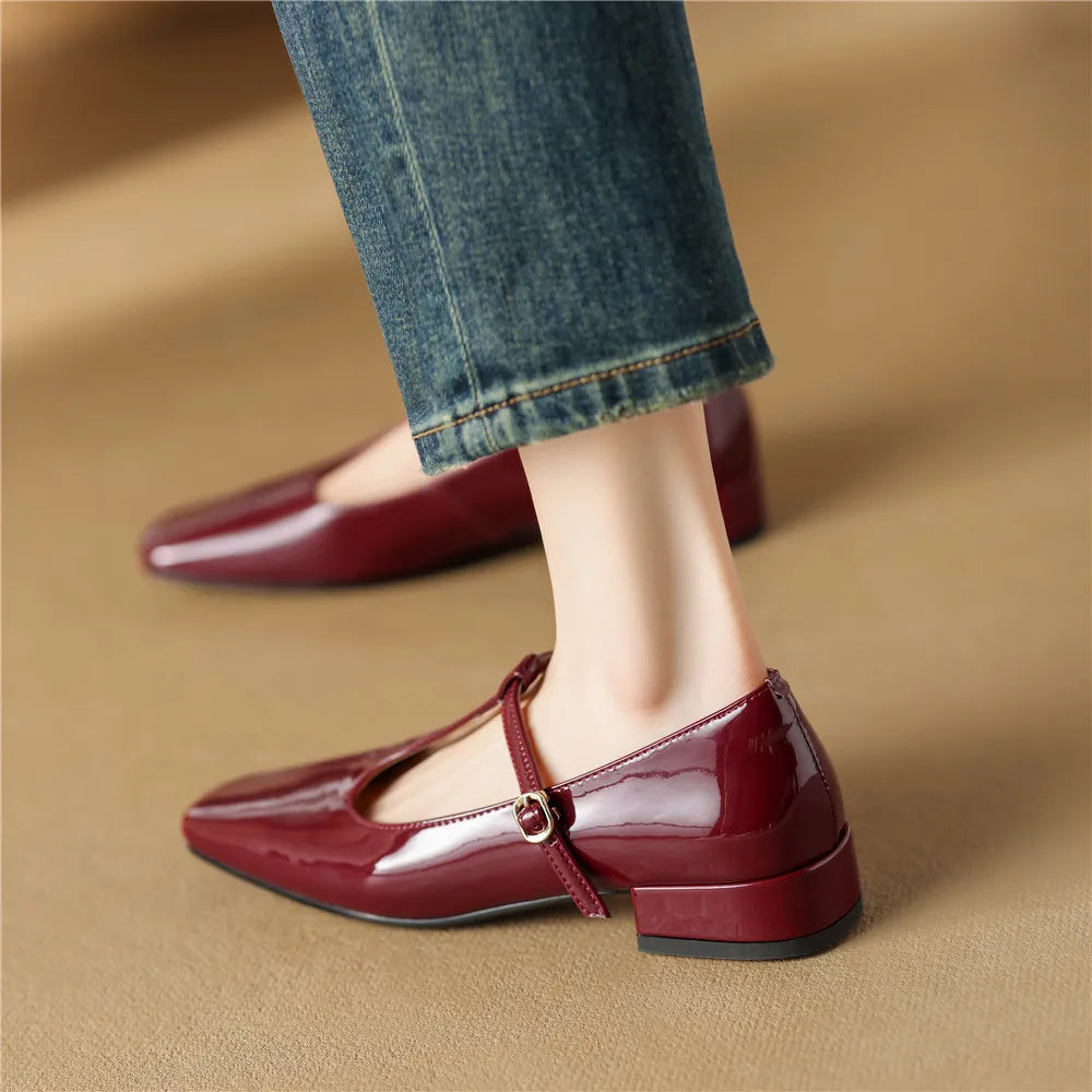 HANA - Leather T-Strap Mary Jane Flats