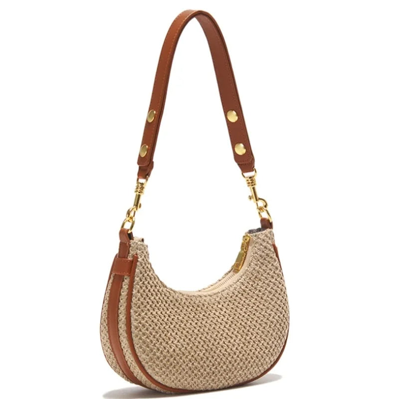 LIZA - Woven Half Moon Shoulder Bag