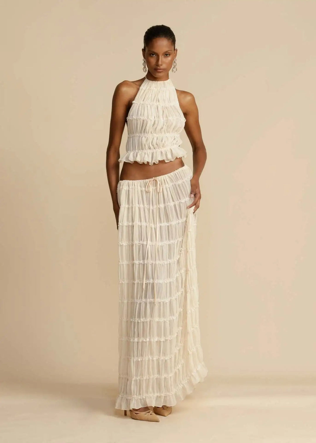 NIAZ - Pleated Backless Two-Piece Set