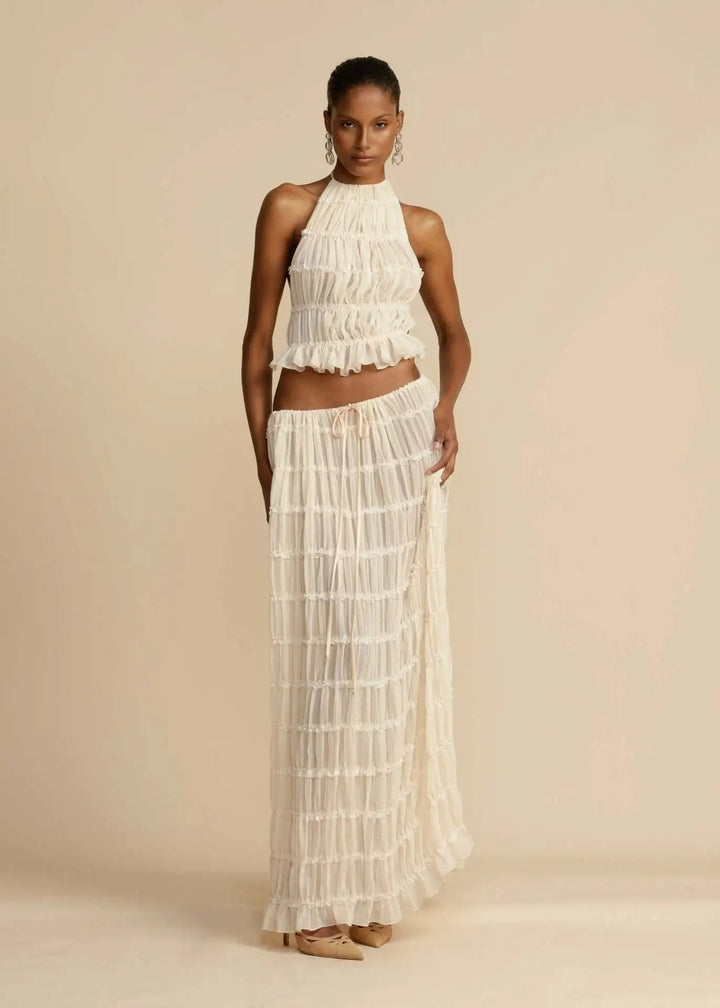NIAZ - Pleated Backless Two-Piece Set