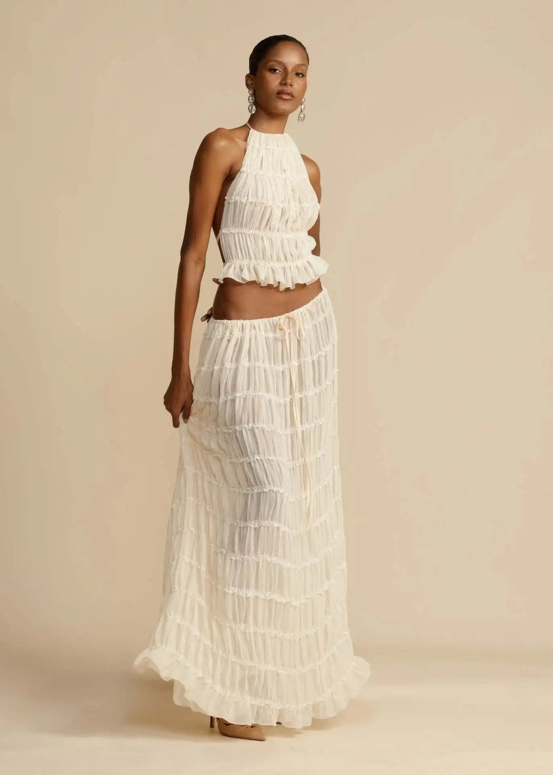 NIAZ - Pleated Backless Two-Piece Set