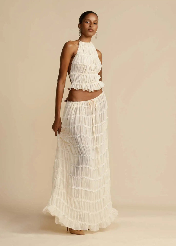 NIAZ - Pleated Backless Two-Piece Set