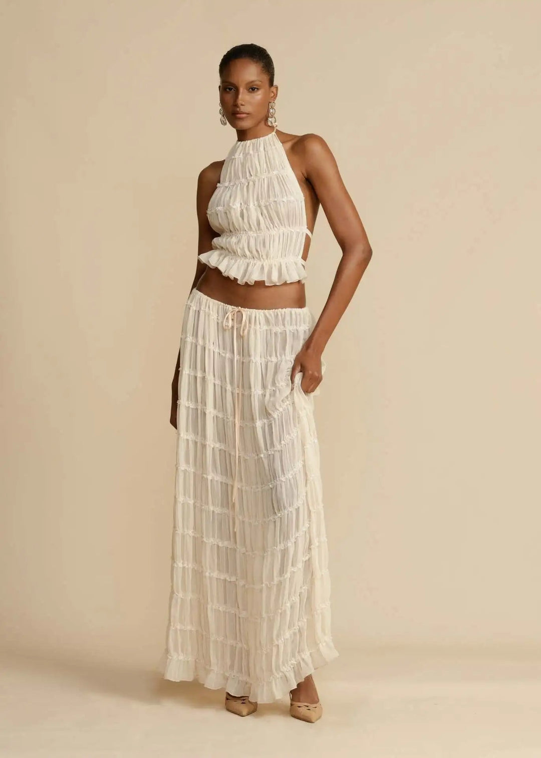 NIAZ - Pleated Backless Two-Piece Set