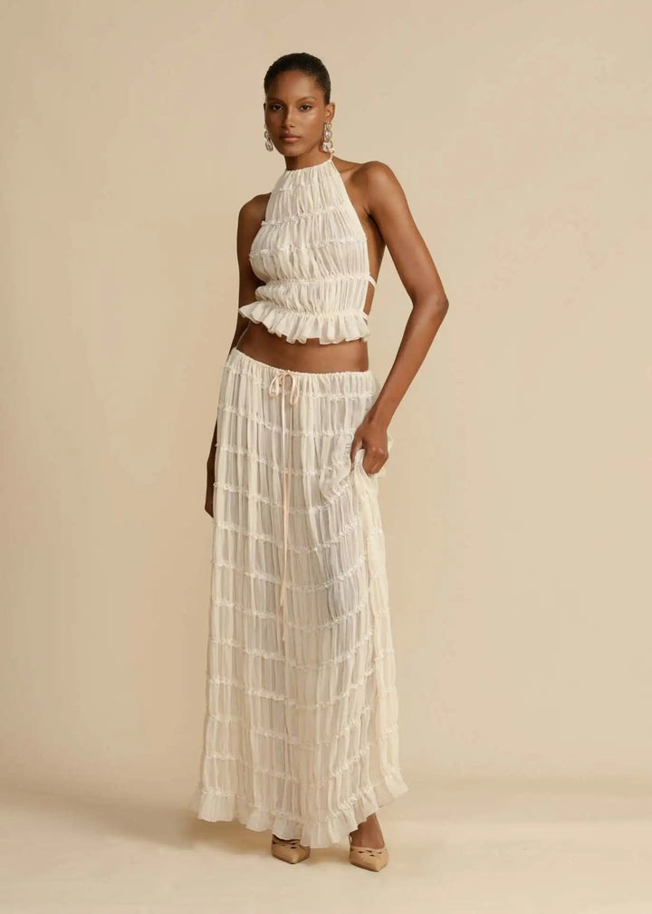 NIAZ - Pleated Backless Two-Piece Set