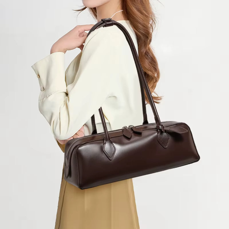 MIHARO - Long Shoulder Bag with Zipper Closure