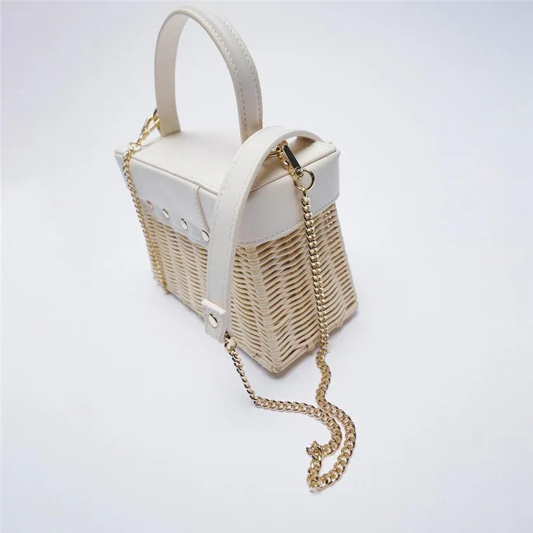 Blair - Woven Handbag with Chain