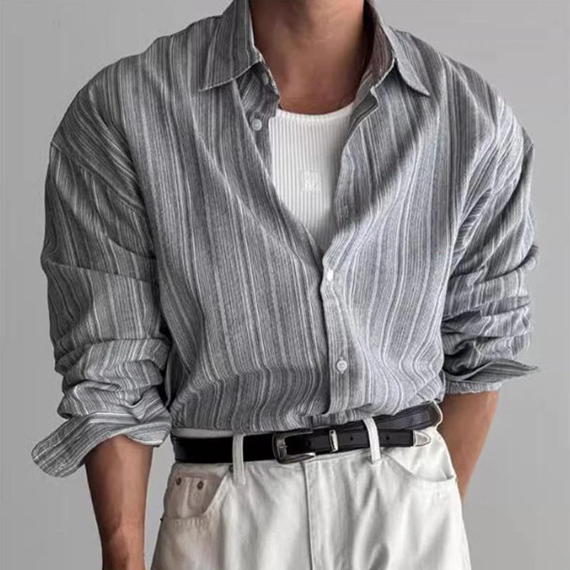 DENSZEL - Men's Casual Striped Button-Down Shirt