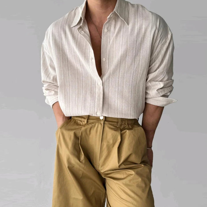 DENSZEL - Men's Casual Striped Button-Down Shirt