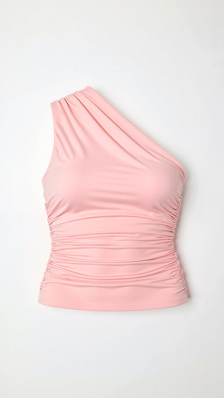 MARLOU - One-Shoulder Ruched Crop Top