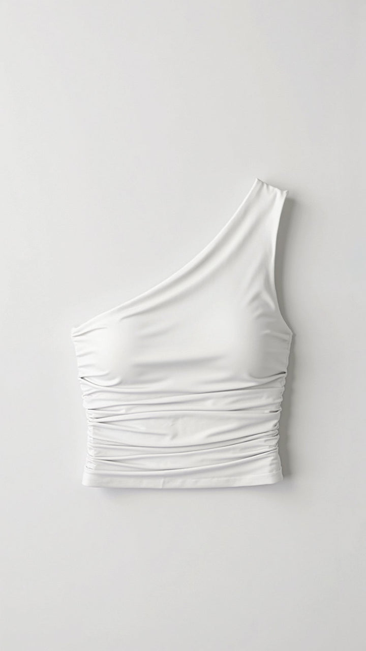 MARLOU - One-Shoulder Ruched Crop Top