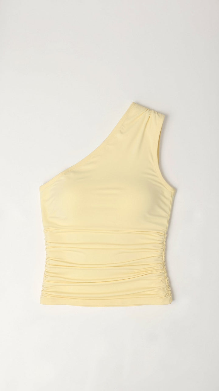 MARLOU - One-Shoulder Ruched Crop Top
